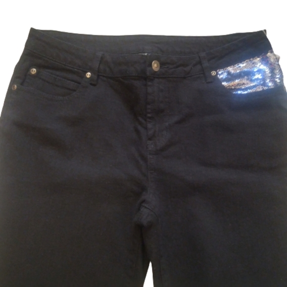 Nwt! Twiggy London Black Jeans with Sequined Pockets, Size 10 - Picture 2 of 14